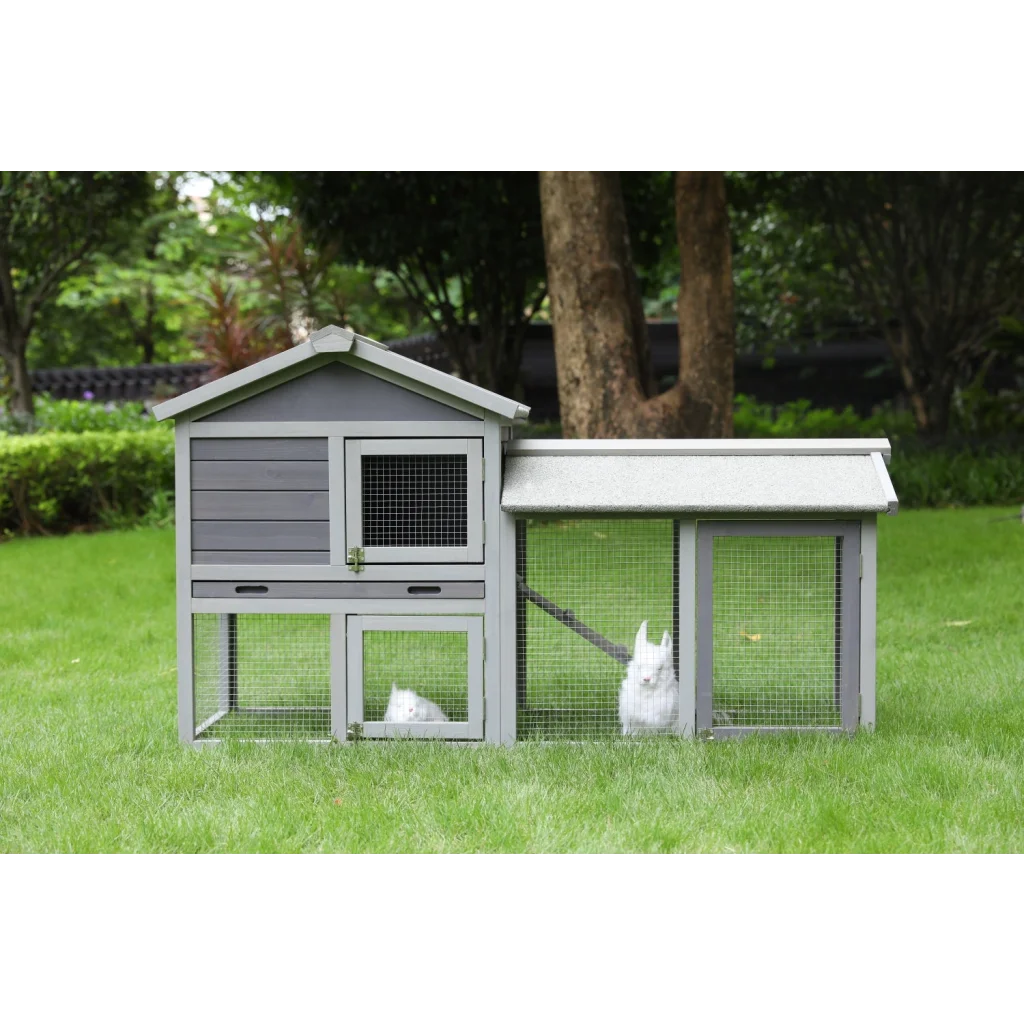 Rabbit Hutch 148cm Quail Run Wooden Cage Guinea Pig House