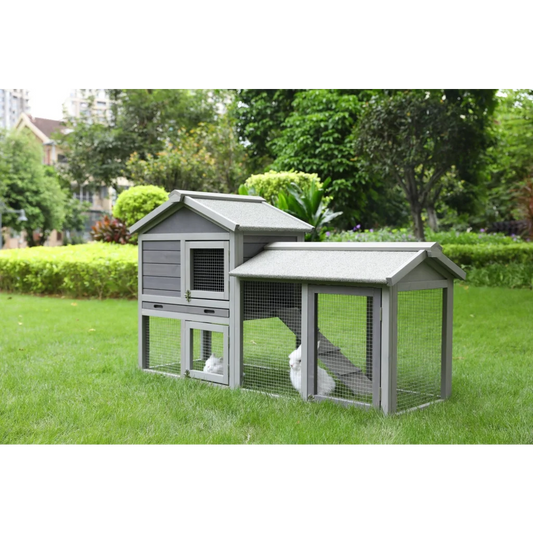 Rabbit Hutch 148cm Quail Run Wooden Cage Guinea Pig House