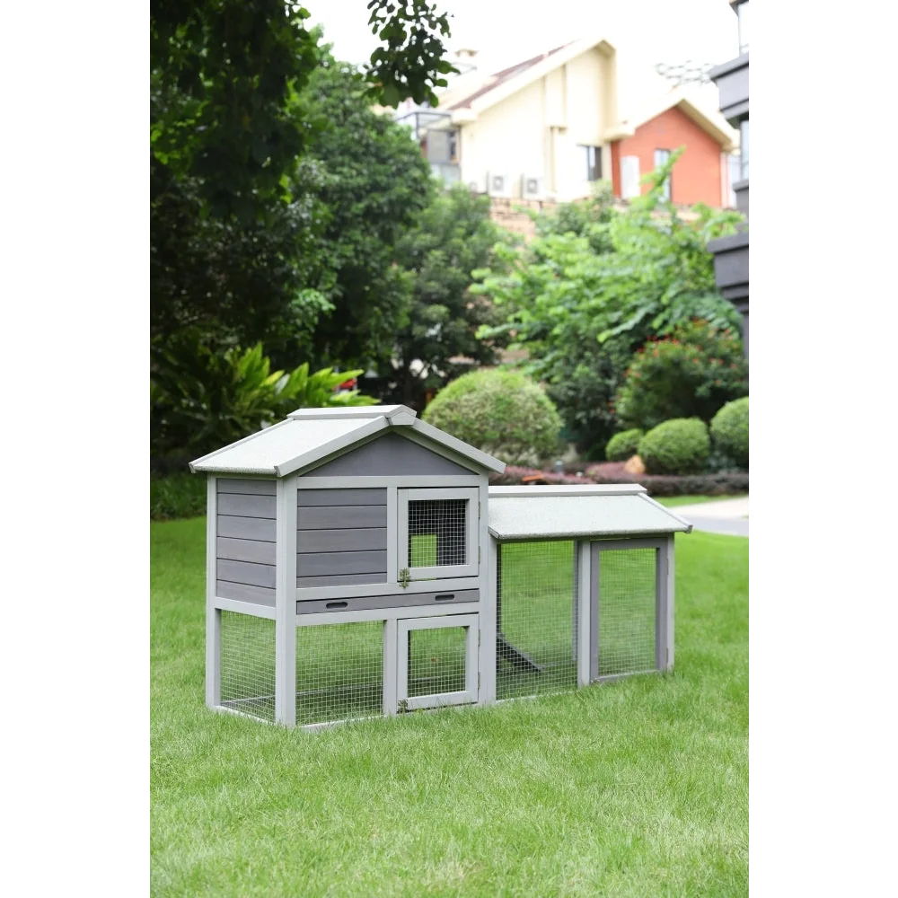 Rabbit Hutch 148cm Quail Run Wooden Cage Guinea Pig House