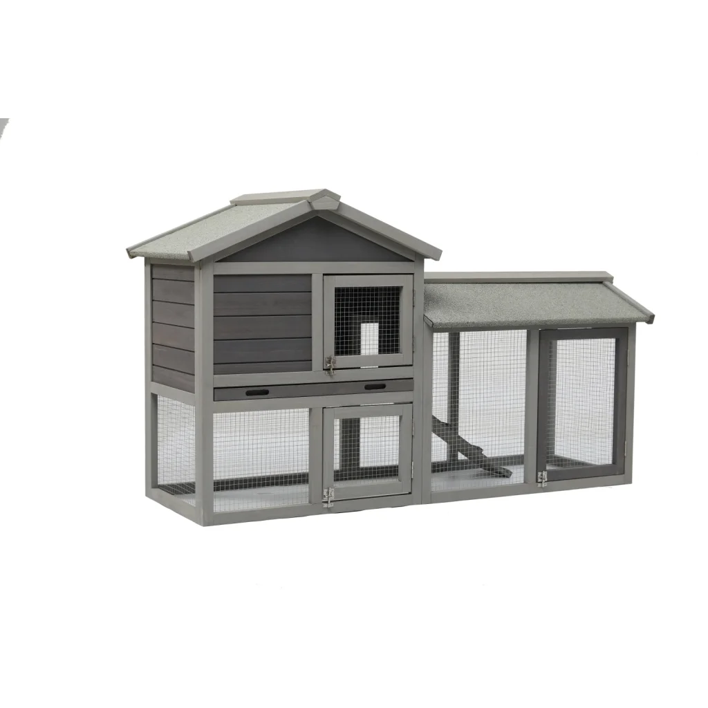 Rabbit Hutch 148cm Quail Run Wooden Cage Guinea Pig House