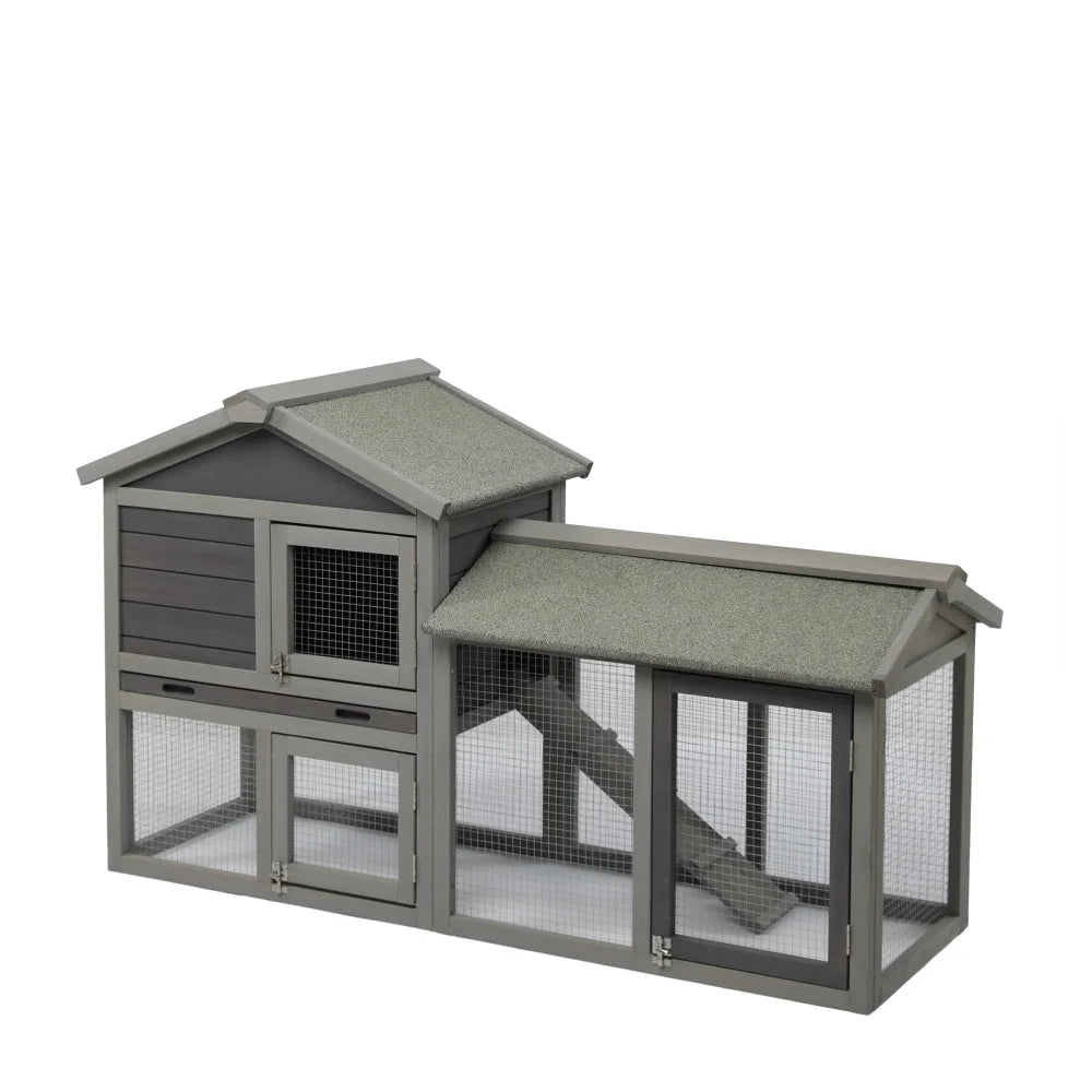 Rabbit Hutch 148cm Quail Run Wooden Cage Guinea Pig House