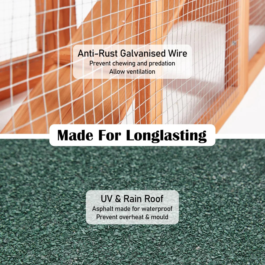 Rabbit Hutch Chicken Coop 204 x 45 x 85cm 2-Storey Cage