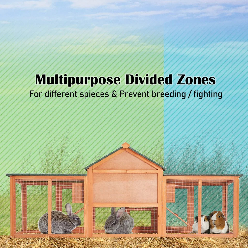 Rabbit Hutch Chicken Coop 204 x 45 x 85cm 2-Storey Cage