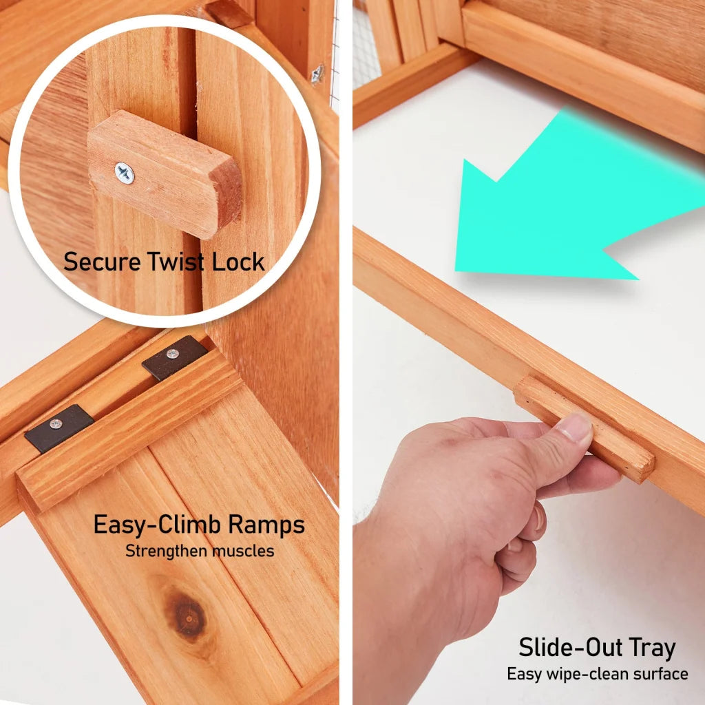 Rabbit Hutch Chicken Coop 204 x 45 x 85cm 2-Storey Cage