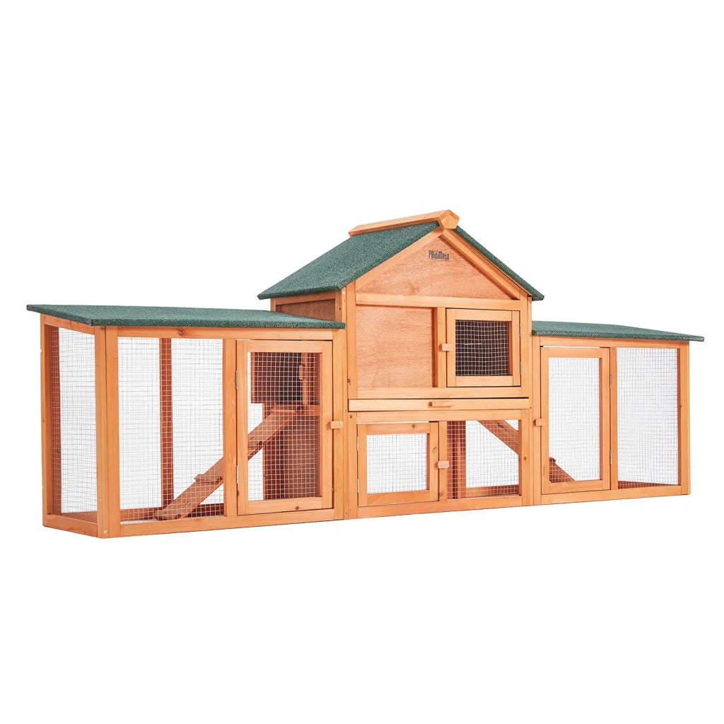 Rabbit Hutch Chicken Coop 204 x 45 x 85cm 2-Storey Cage