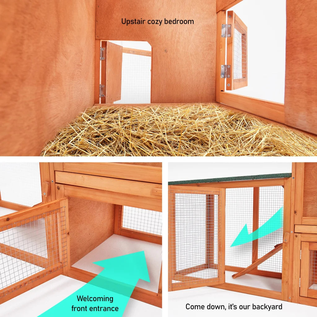 Rabbit Hutch Chicken Coop 204 x 45 x 85cm 2-Storey Cage