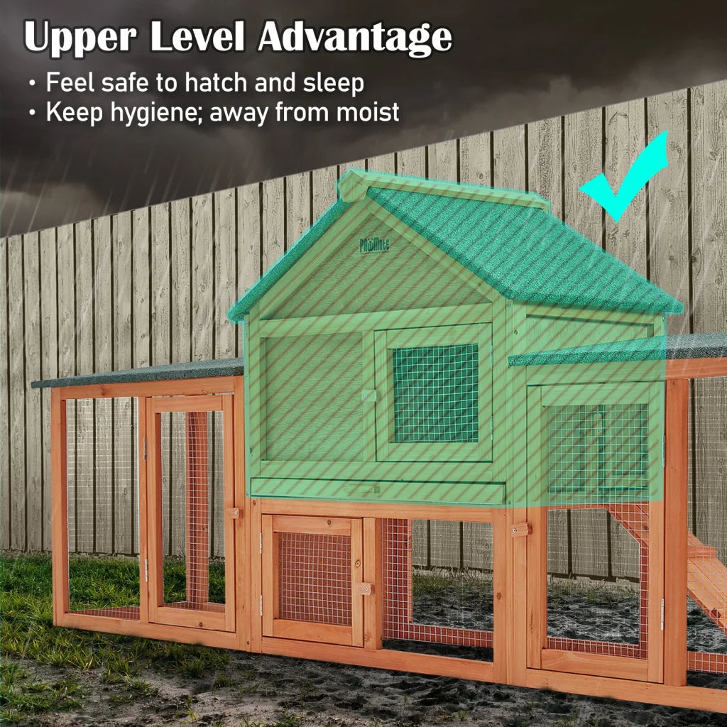 Rabbit Hutch Chicken Coop 204 x 45 x 85cm 2-Storey Cage