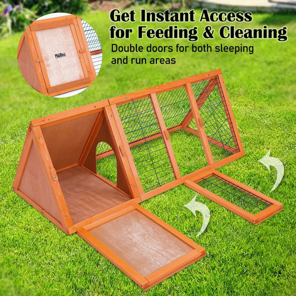 Rabbit Hutch Chicken Coop Triangle Cage Run 118 x 50 x 45cm