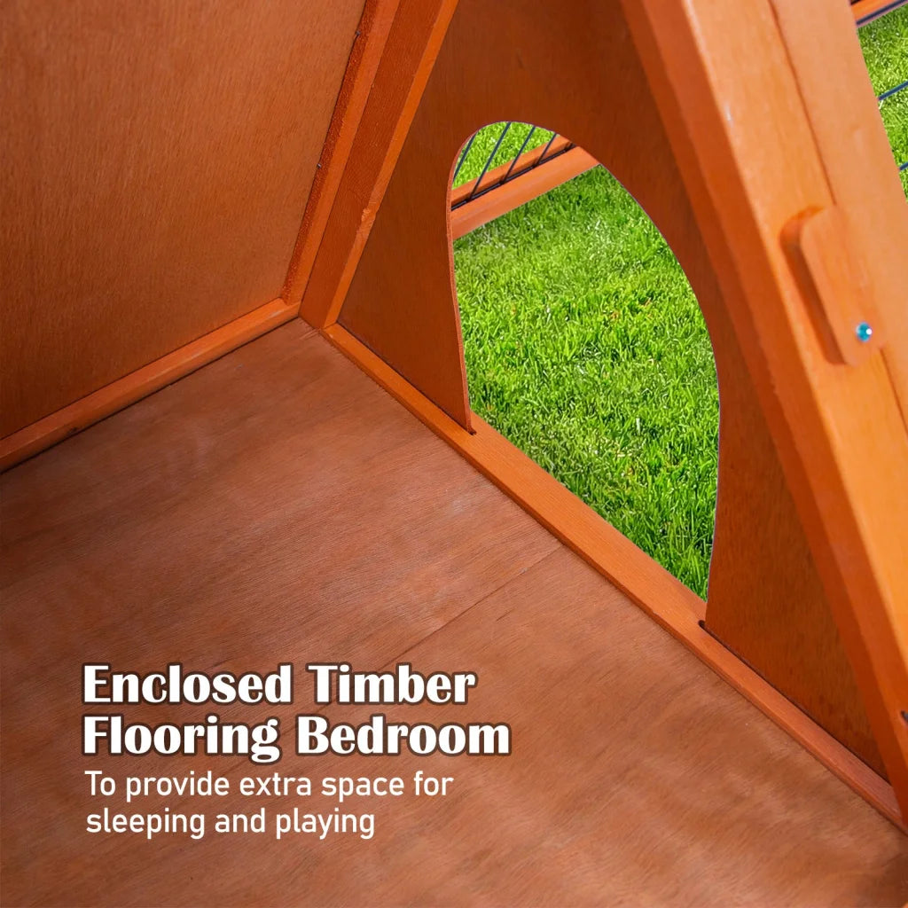 Rabbit Hutch Chicken Coop Triangle Cage Run 118 x 50 x 45cm