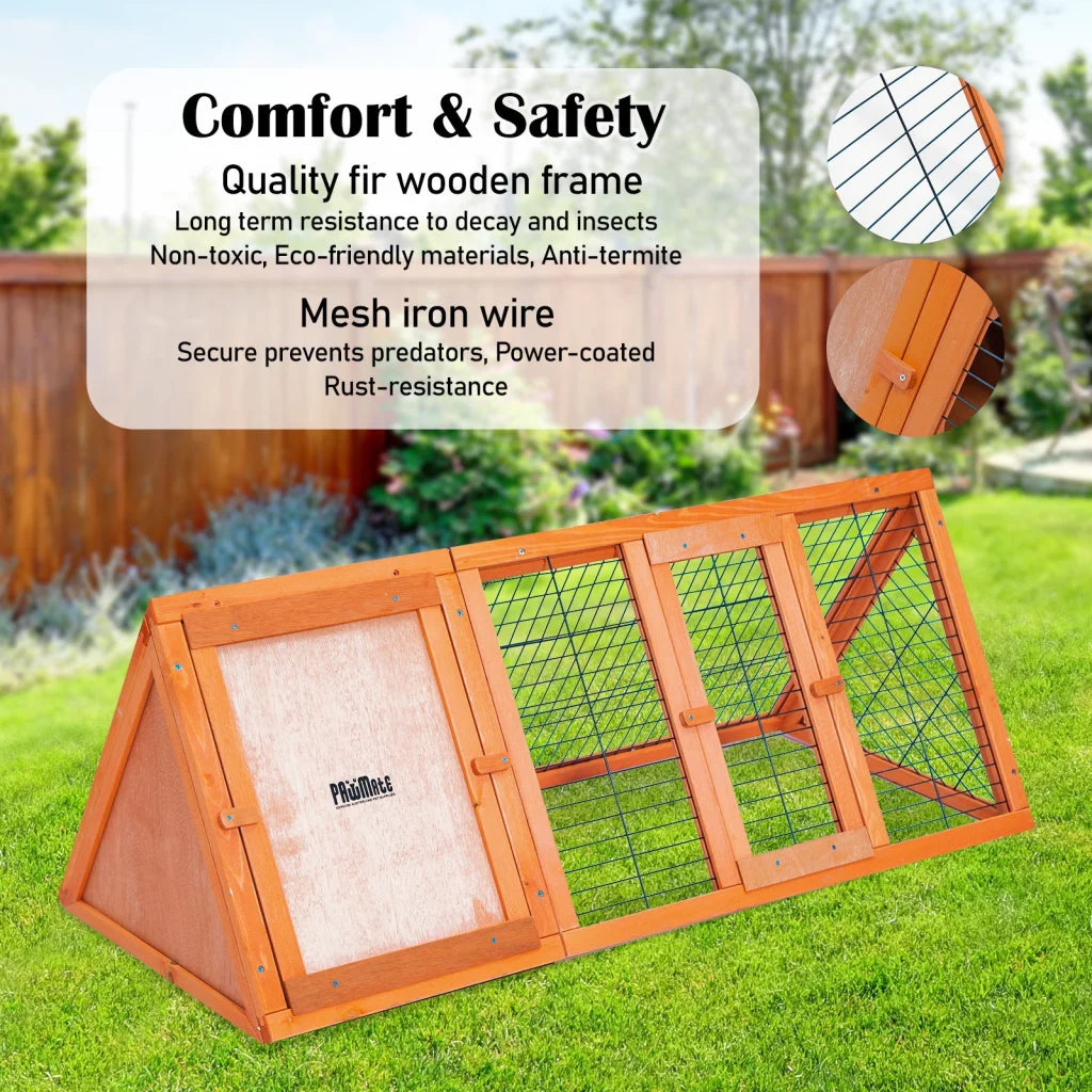 Rabbit Hutch Chicken Coop Triangle Cage Run 118 x 50 x 45cm
