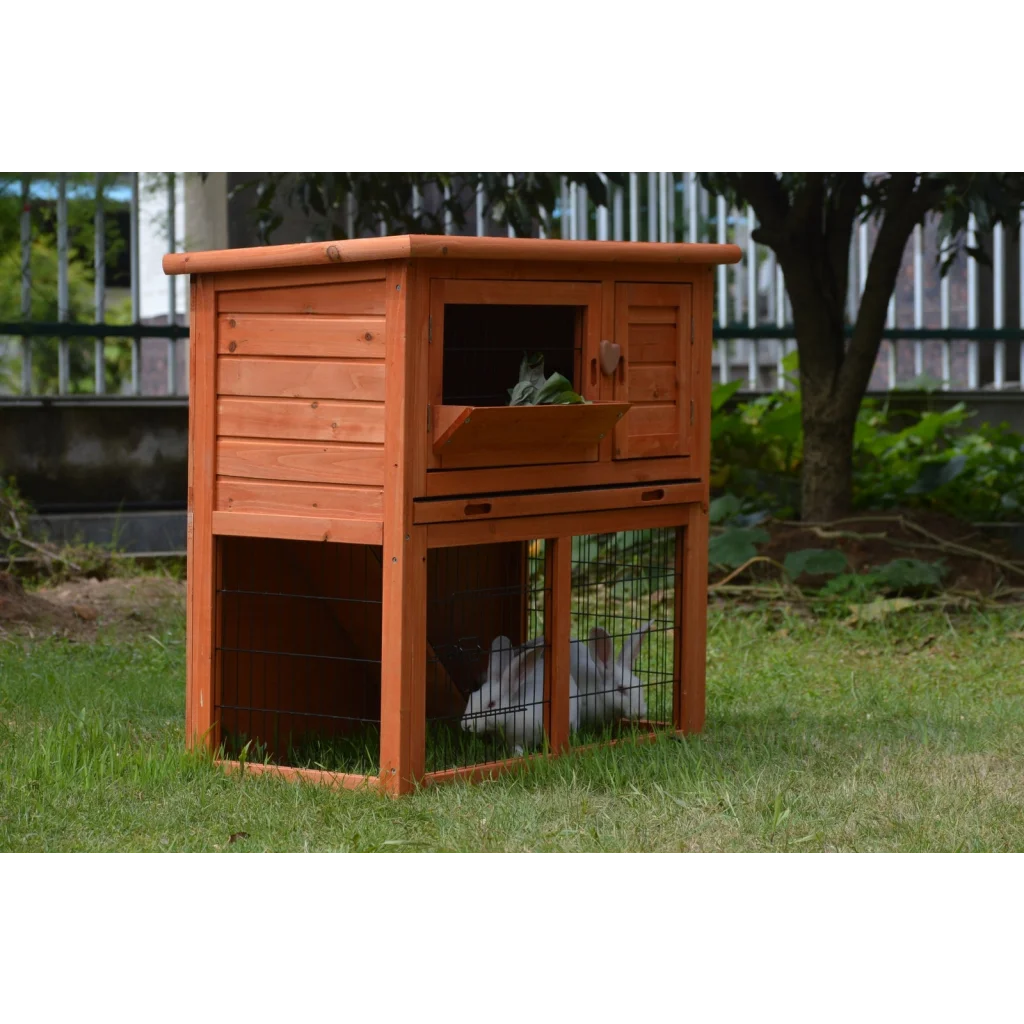 Rabbit Hutch Double Storey Guinea Pig Ferret Cage with Pull