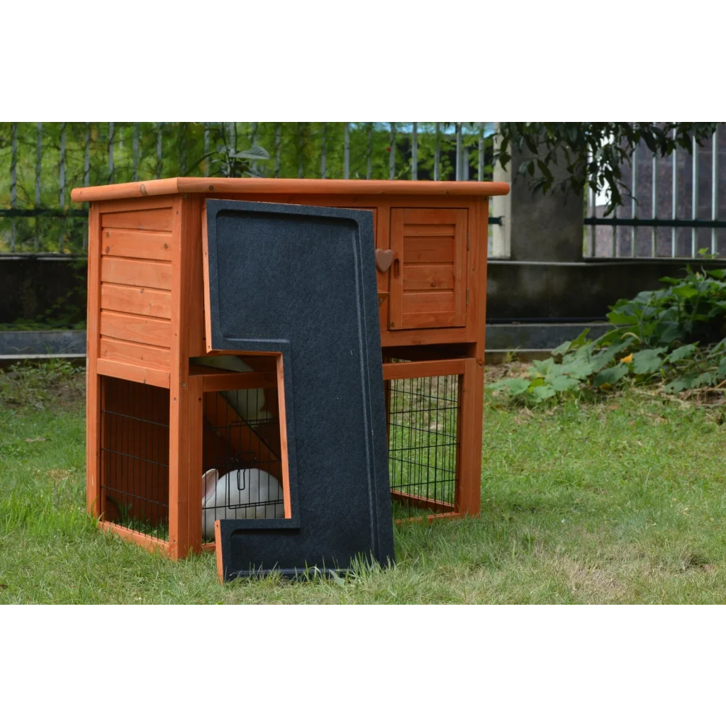 Rabbit Hutch Double Storey Guinea Pig Ferret Cage with Pull
