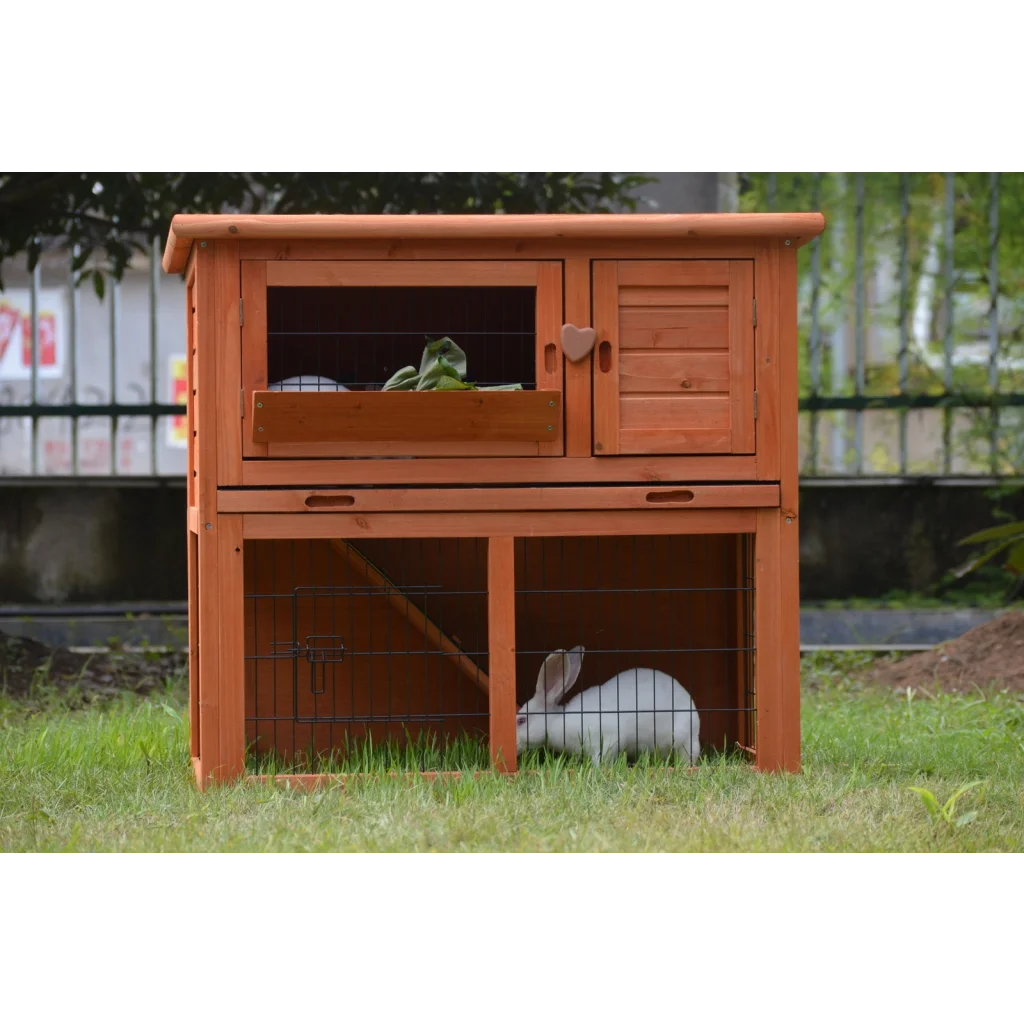Rabbit Hutch Double Storey Guinea Pig Ferret Cage with Pull