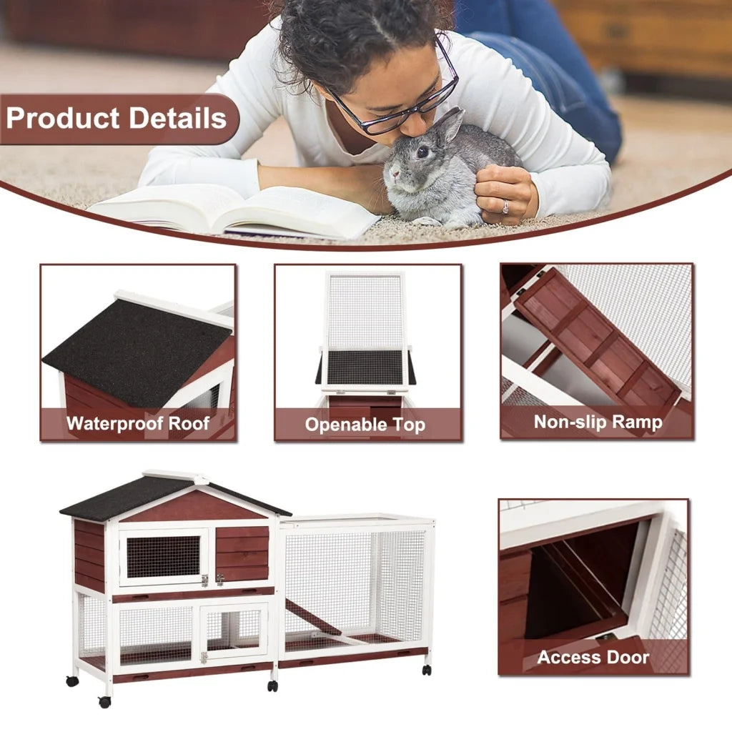 Rabbit Hutch Double Storey Large Guinea Pig Ferret Cage