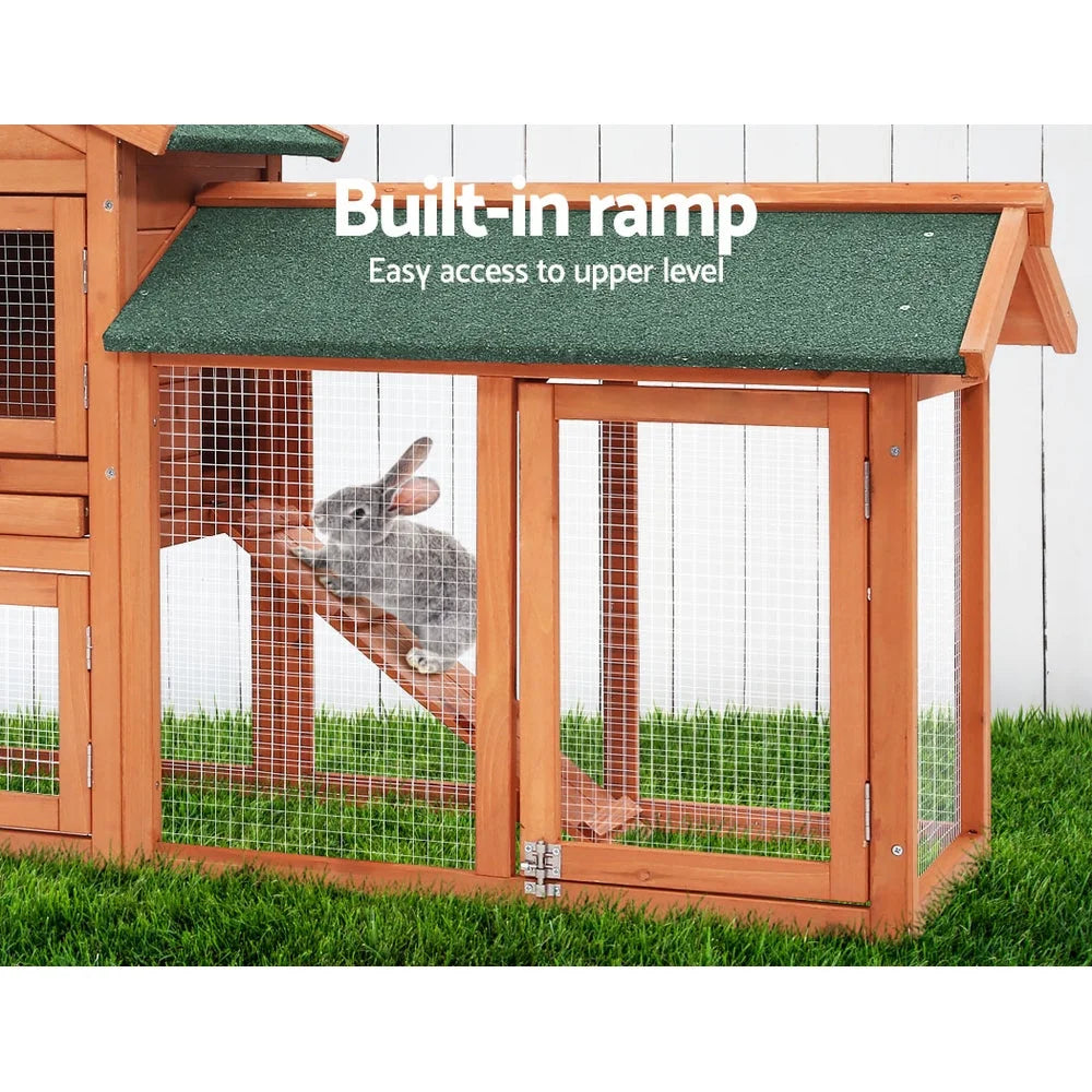 Rabbit Hutch Large Metal Run Wooden Cage Chicken Coop