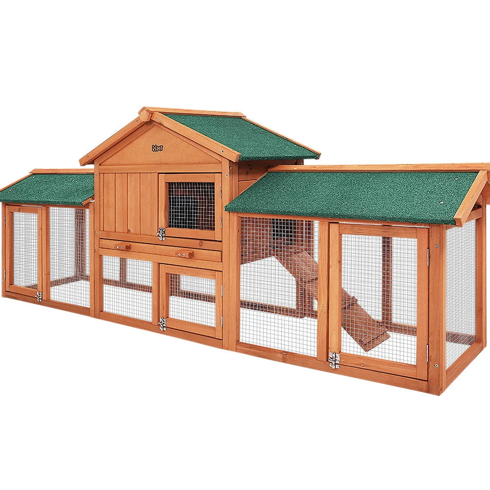 Rabbit Hutch Large Metal Run Wooden Cage Chicken Coop