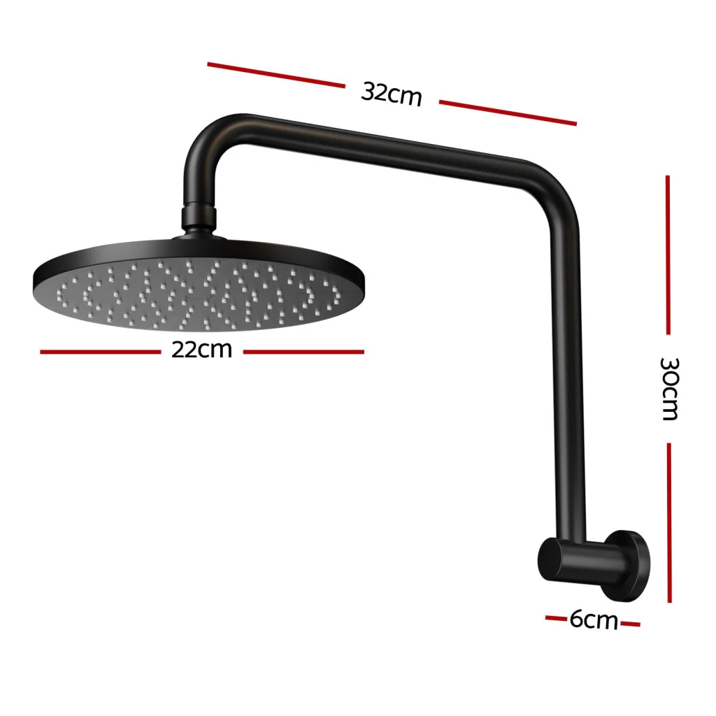 Rain Shower Head 9’’ Overhead High-Pressure Swivel - Black