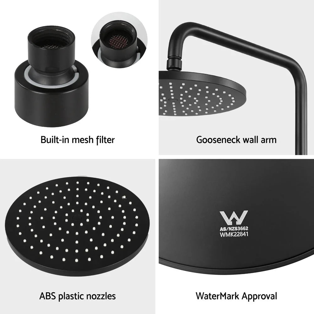 Rain Shower Head 9’’ Overhead High-Pressure Swivel - Black
