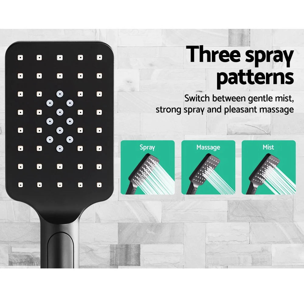 Rain Shower Head Set 8″ Square Handheld High‑Pressure Black