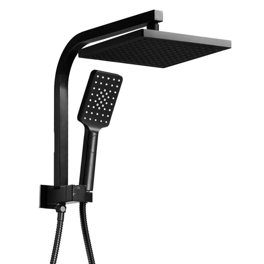 Black shower head with mixer handle and mounting hardware