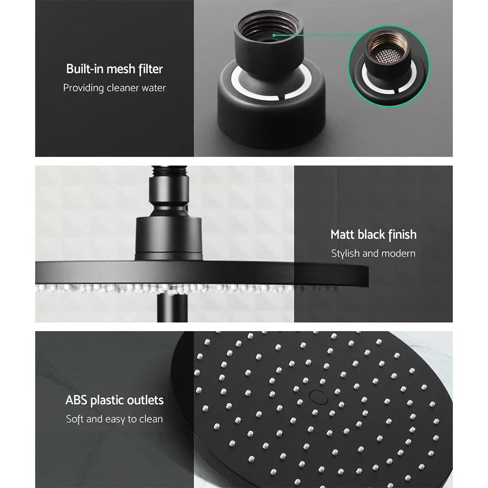 Rain Shower Head Set 9″ Round Handheld High‑Pressure Black