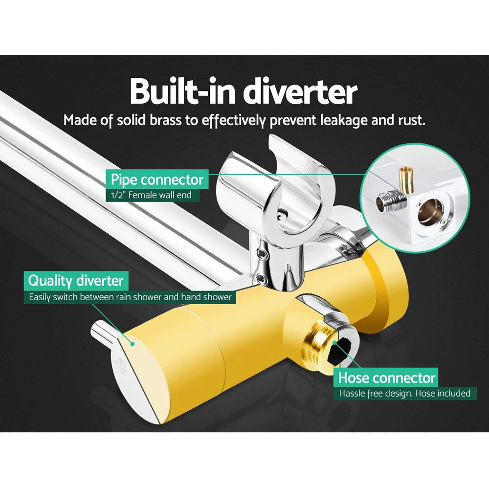 Rain Shower Head Set 9″ Round Handheld High‑Pressure Chrome