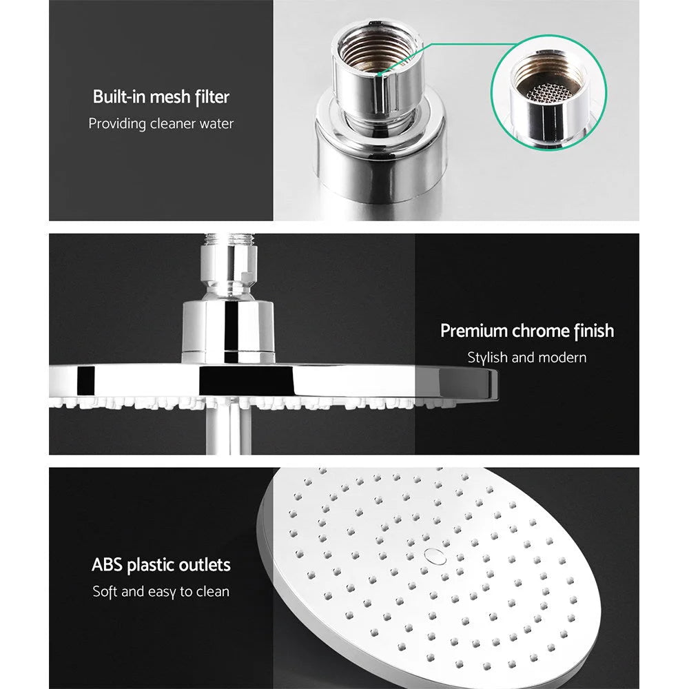 Rain Shower Head Set 9″ Round Handheld High‑Pressure Chrome