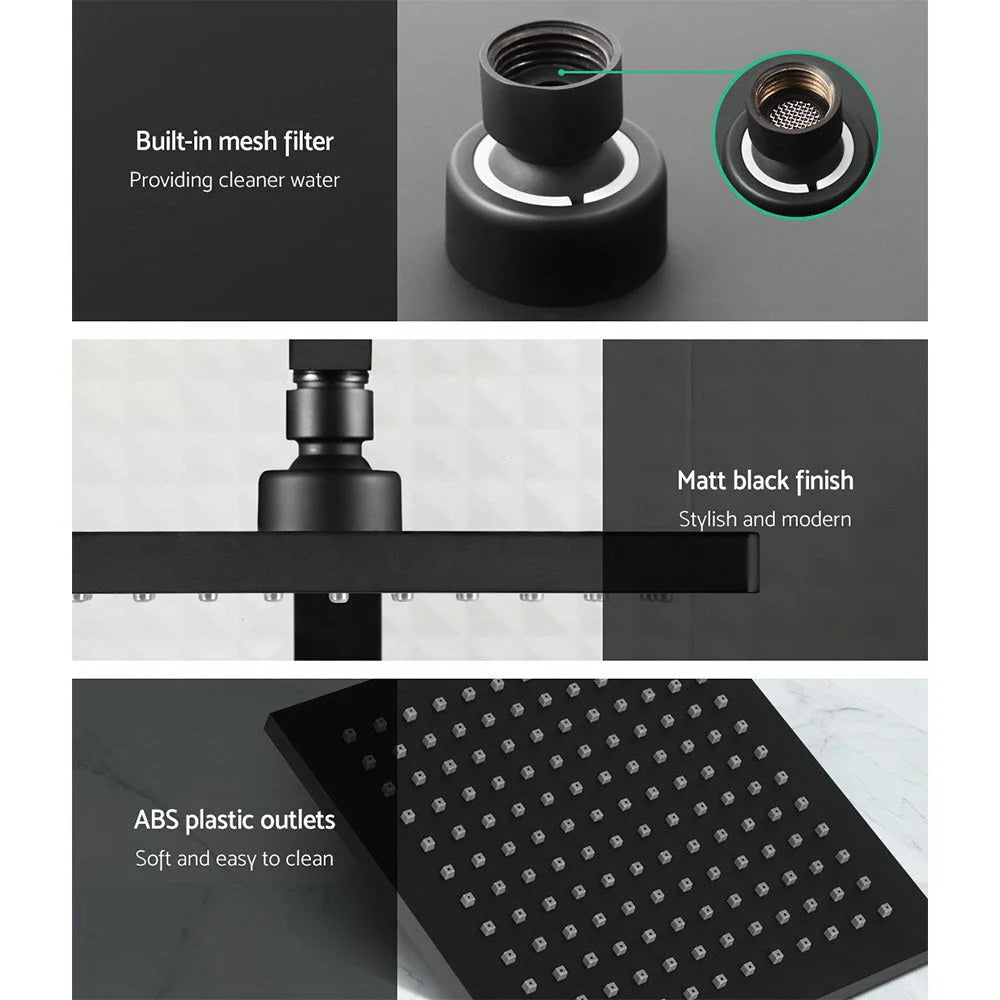 Rain Shower Head Taps 8″ Square Handheld High‑Pressure Black