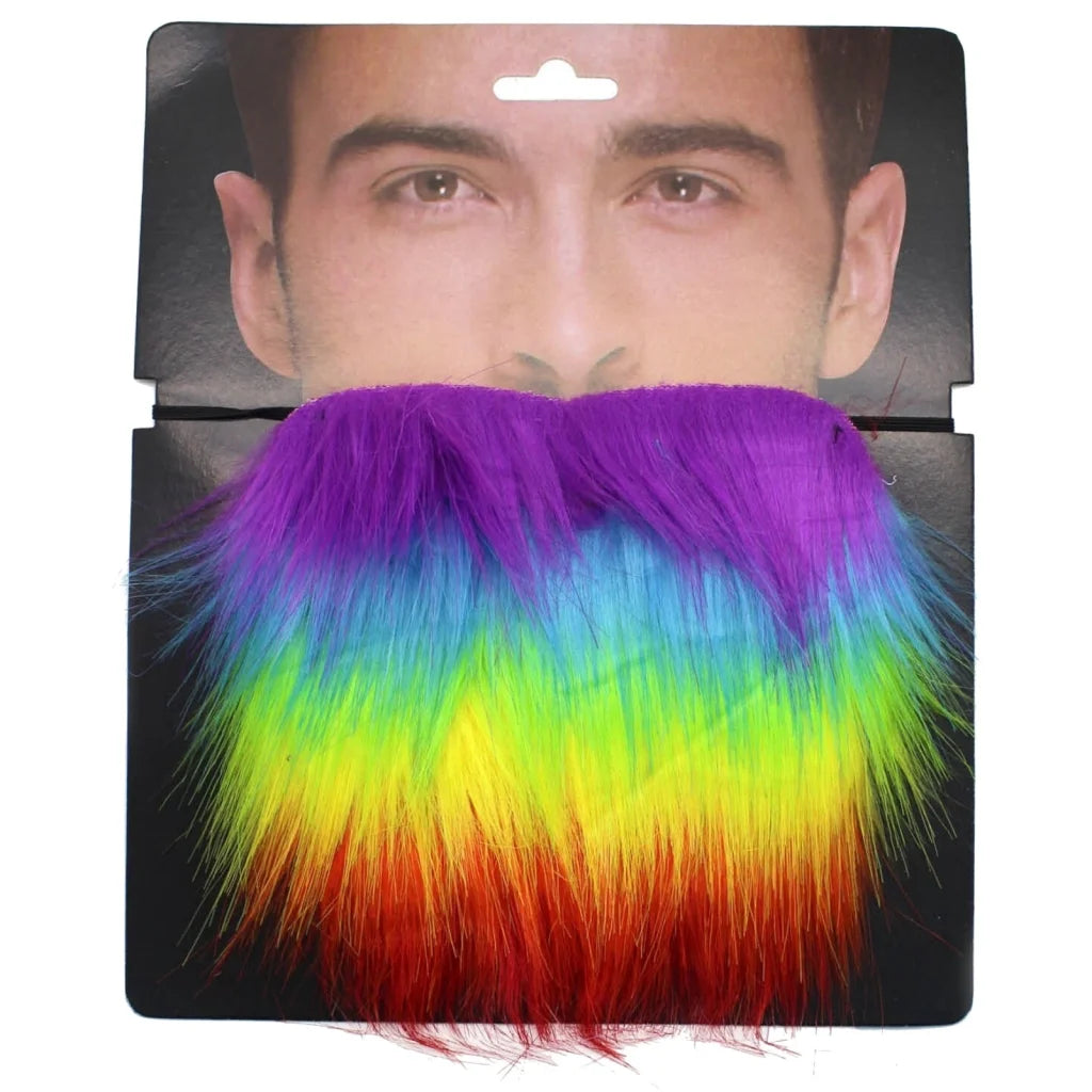 Rainbow Beard Gay Pride LGBTQ Mardi Gras Costume Party