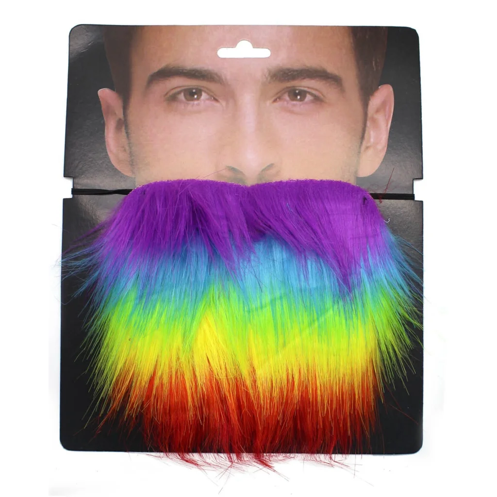 Rainbow Beard Gay Pride LGBTQ Mardi Gras Costume Party