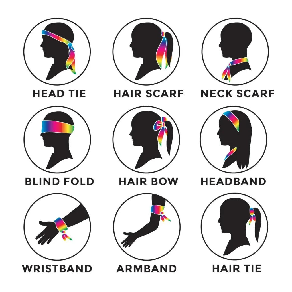 Rainbow Long Headband Band Gay Pride Scarf LBGTQ Hair Tie