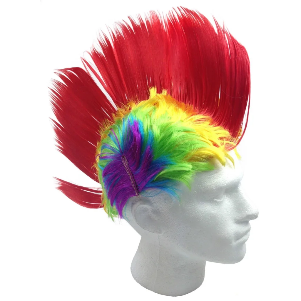 Rainbow MOHAWK WIG 70s 80s Rock Punk Hair Costume Mohican