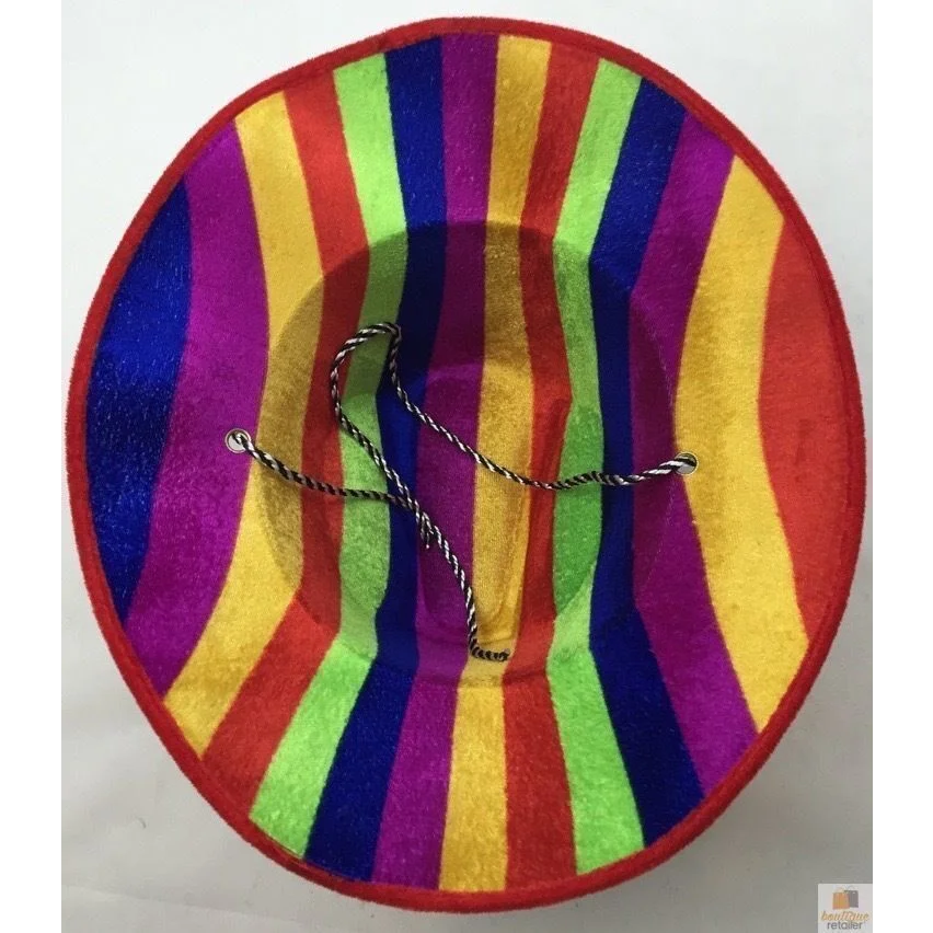 Rainbow Striped Cowboy Hat Trilby Fedora Clown Cap LGBT Gay