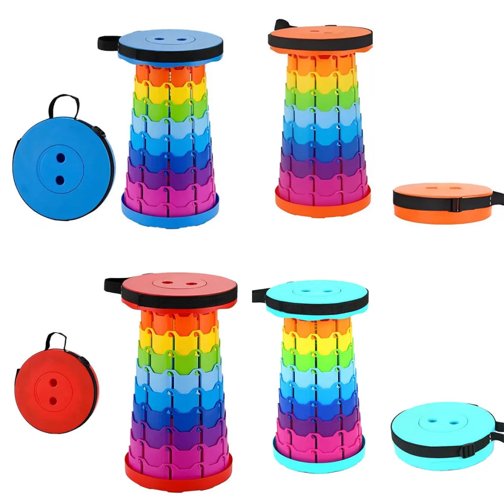 Rainbow Telescopic Folding Stool Thickened Travel Outdoor