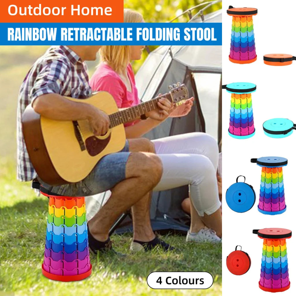Rainbow Telescopic Folding Stool Thickened Travel Outdoor
