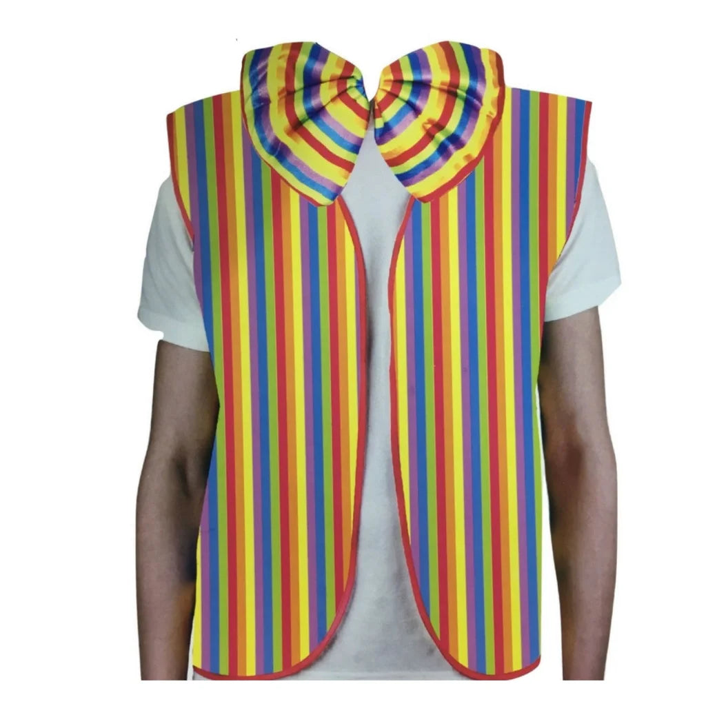 RAINBOW VEST & BOW TIE Set Kit Costume Jacket Yellow Fancy