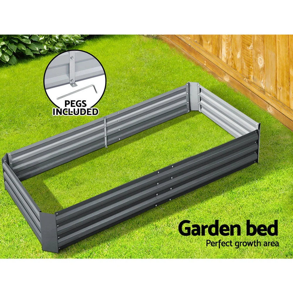 Raised Garden Bed 210×90×77cm Galvanised Steel Aluminium