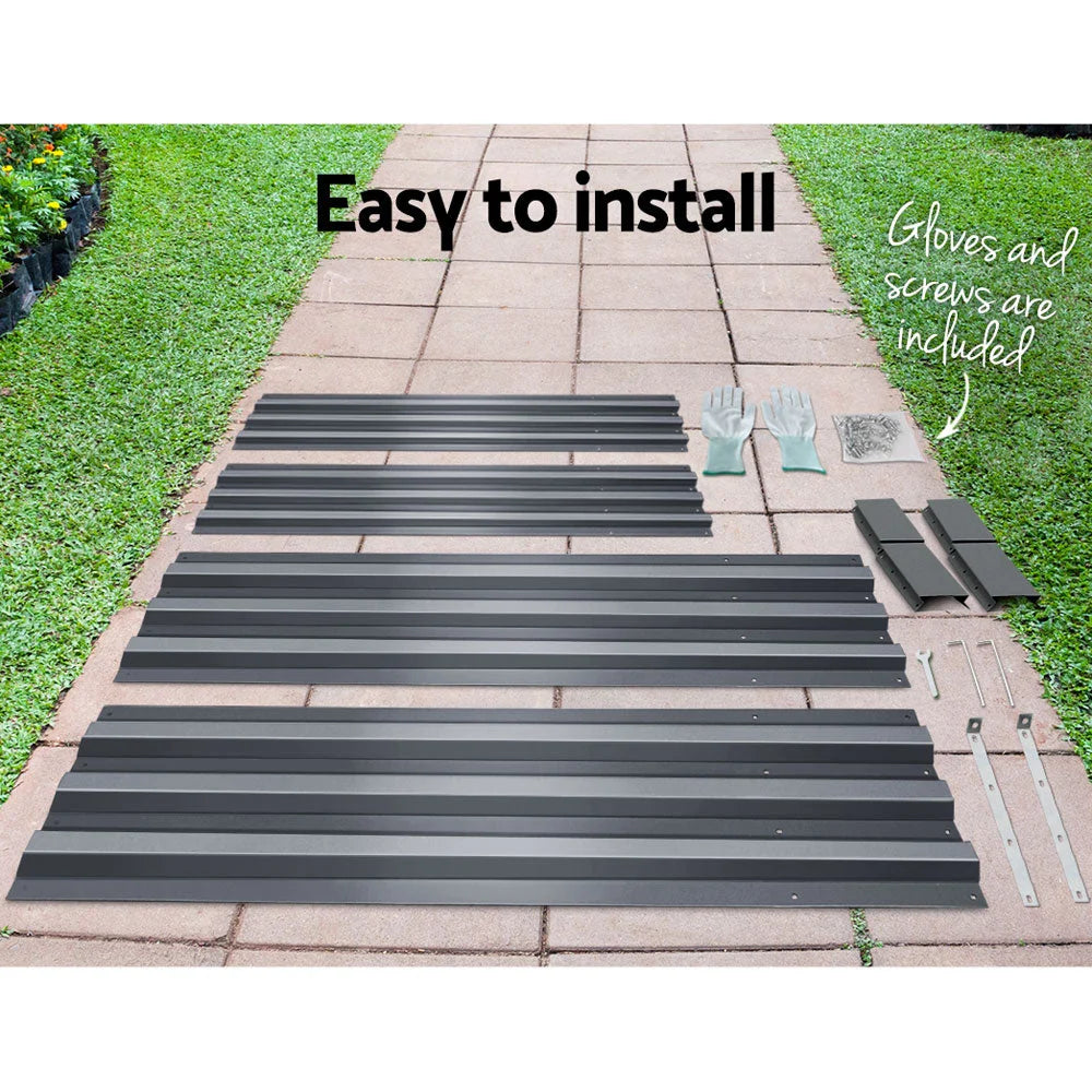 Raised Garden Bed 210×90×77cm Galvanised Steel Aluminium