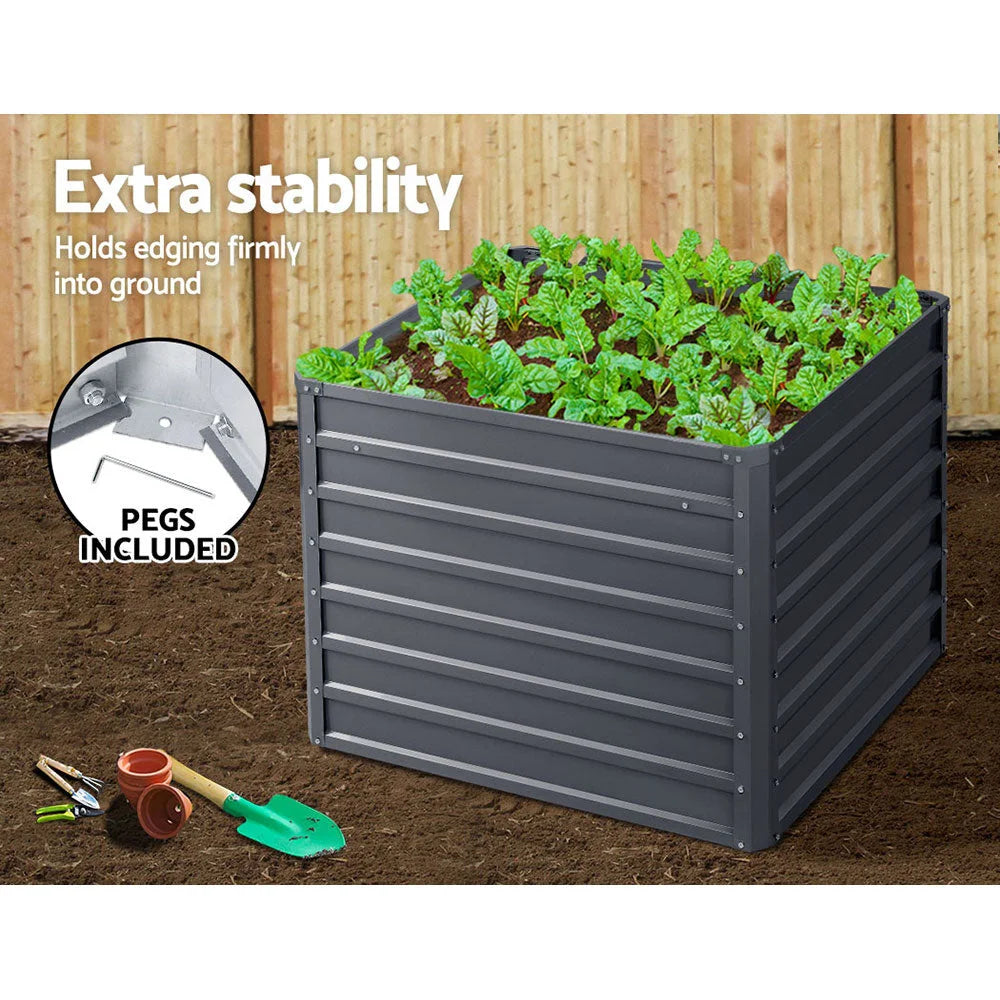 Raised Garden Bed (2pc) 100×100×77cm Galvanised Steel