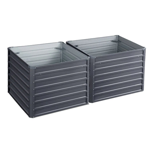 Raised Garden Bed (2pc) 100×100×77cm Galvanised Steel