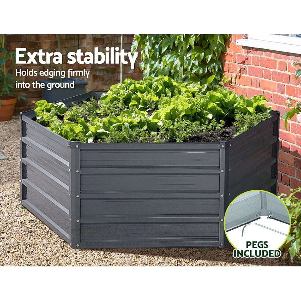 Raised Garden Bed (2pc) 130×130×46cm Galvanised Steel