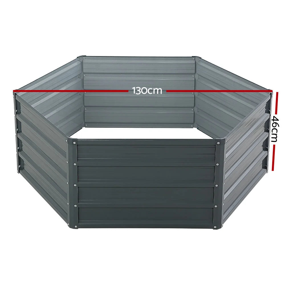 Raised Garden Bed (2pc) 130×130×46cm Galvanised Steel