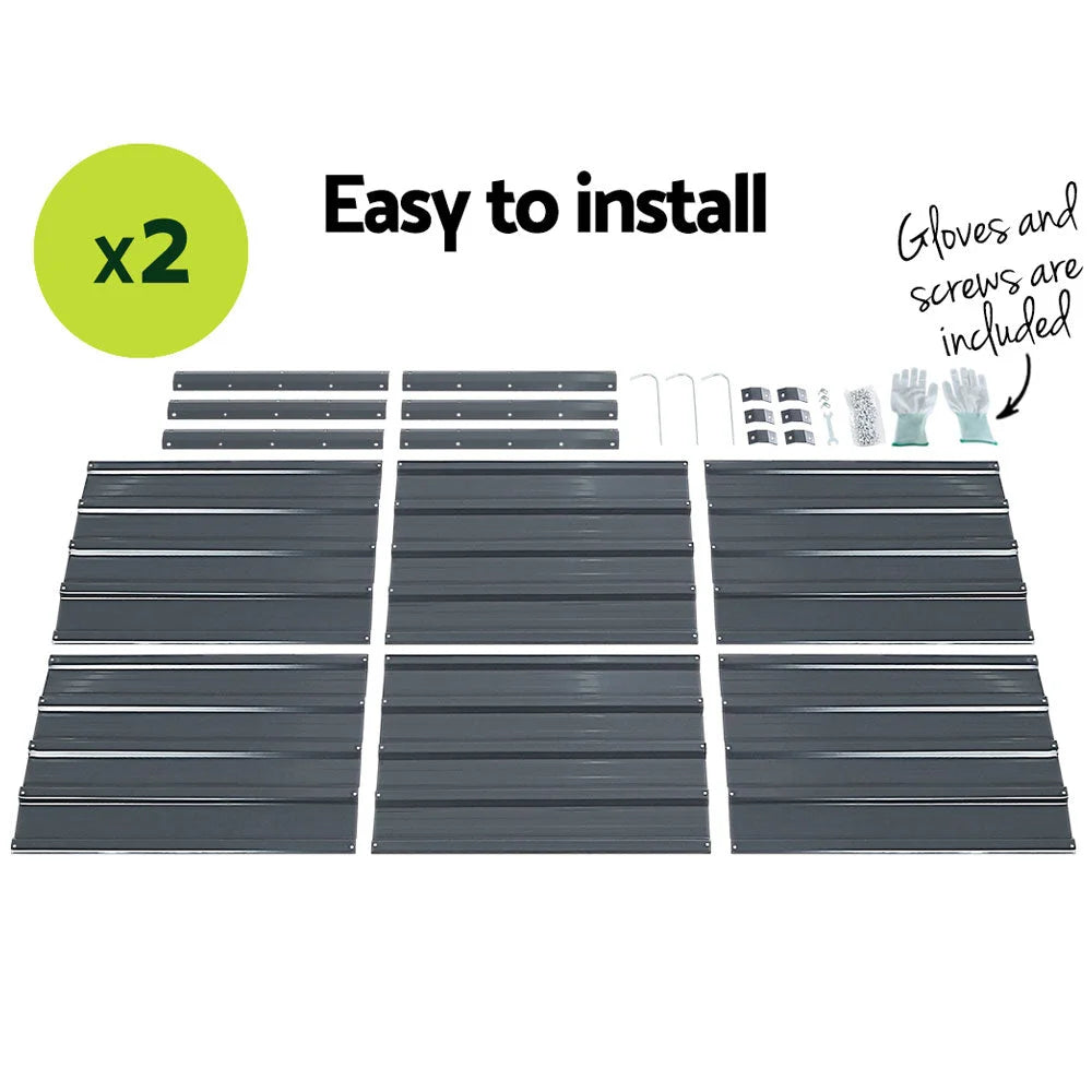 Raised Garden Bed (2pc) 130×130×46cm Galvanised Steel