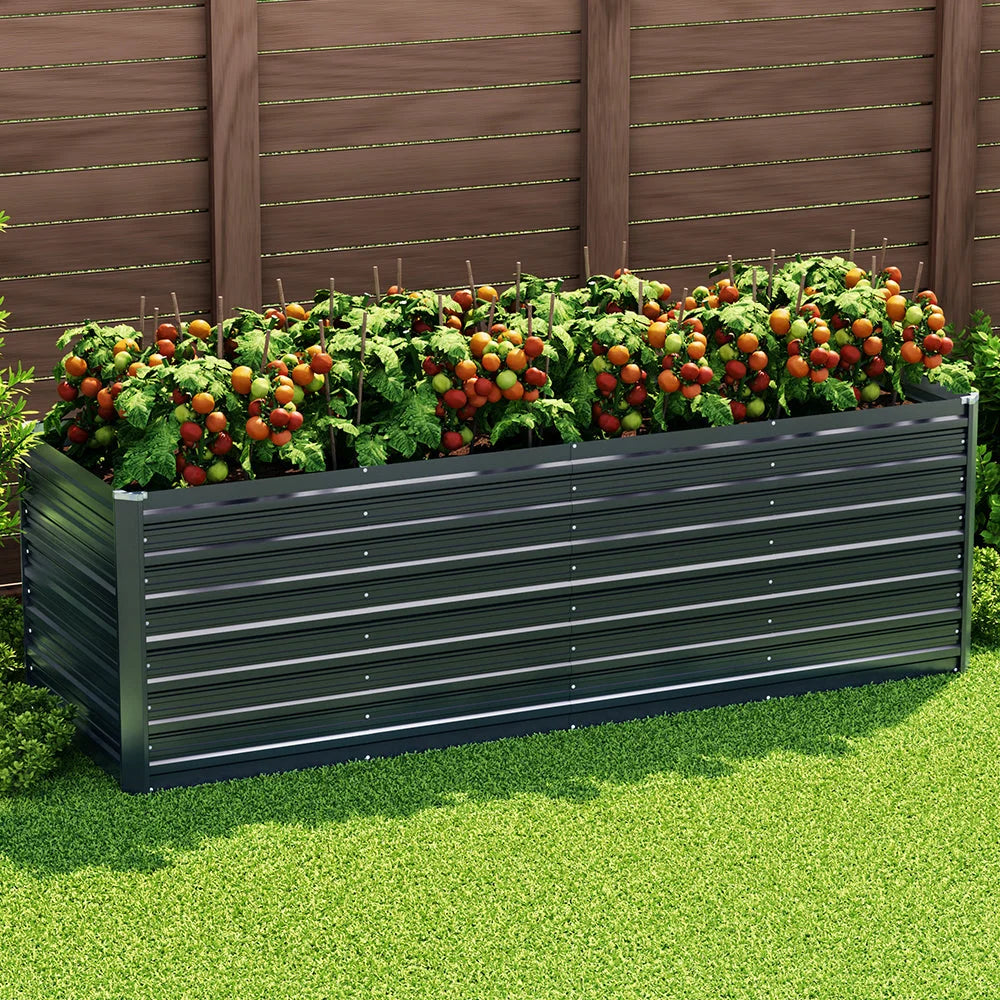 Raised Garden Bed 320×80×77cm Galvanised Steel 2‑in‑1