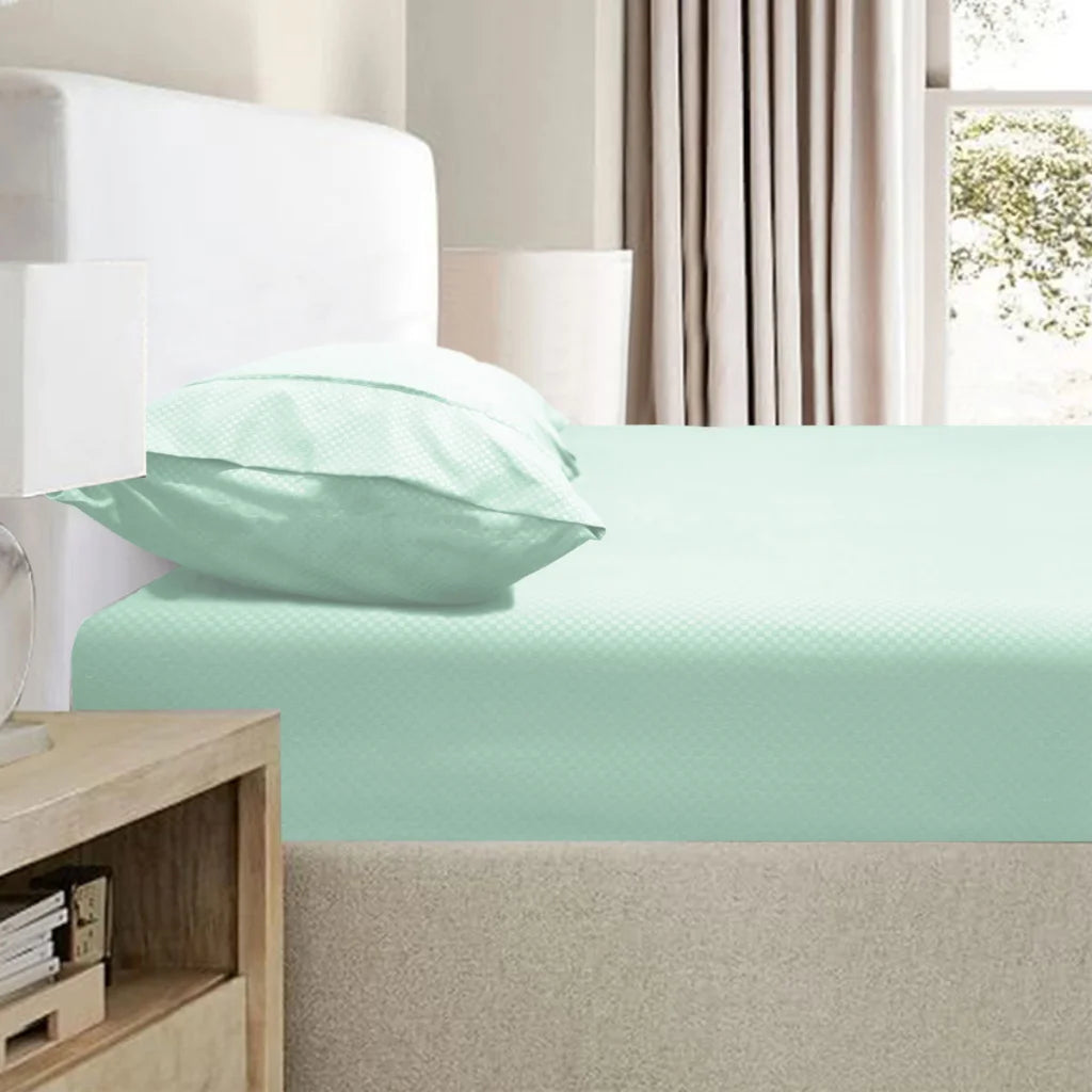 Ramesses 2000TC Bamboo Embossed Fitted Sheet Combo Set Aqua