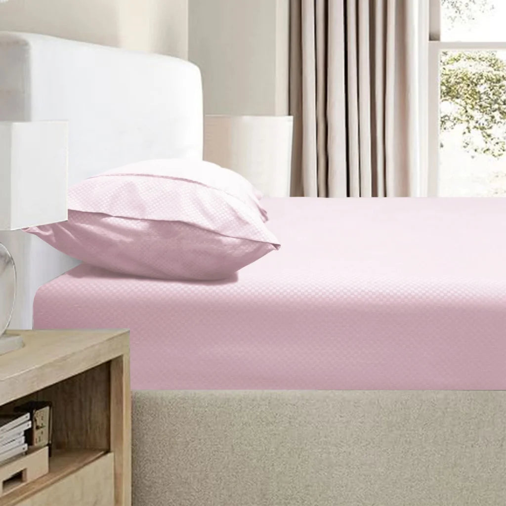 Ramesses 2000TC Bamboo Embossed Fitted Sheet Combo Set Pink
