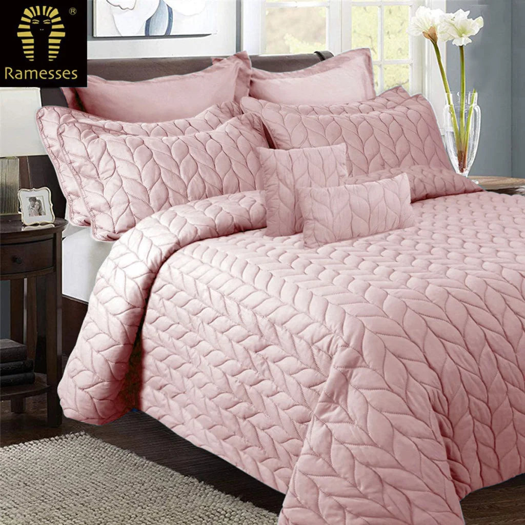 Ramesses 9 Piece Ultrasonic Comforter Set Queen - Rose Pink