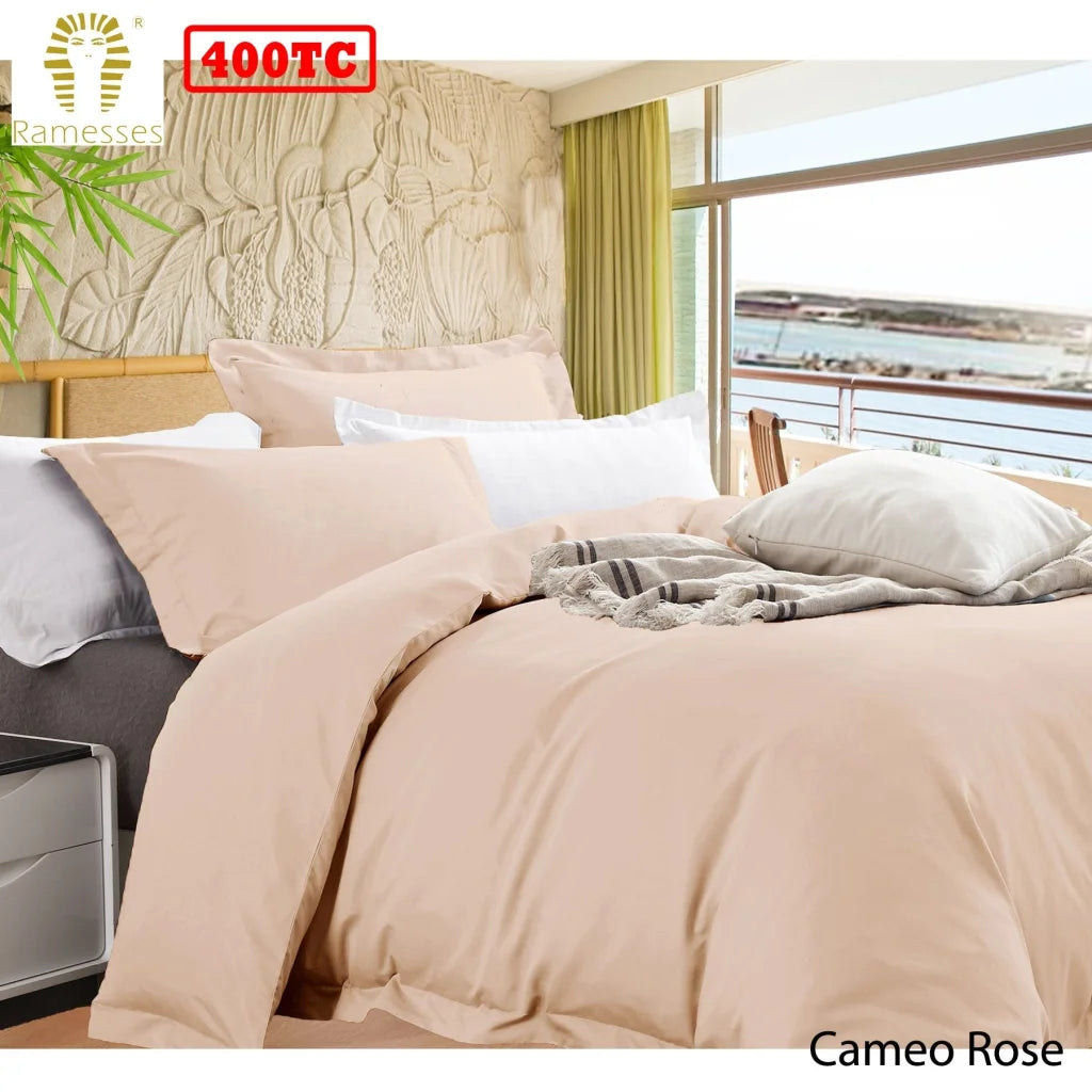 Ramesses Bamboo Cotton Quilt Cover Set Queen - Cameo Rose