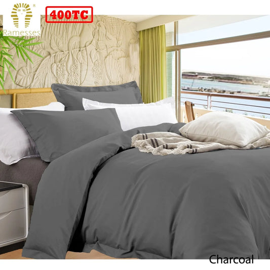 Ramesses Bamboo Cotton Quilt Cover Set Queen - Charcoal