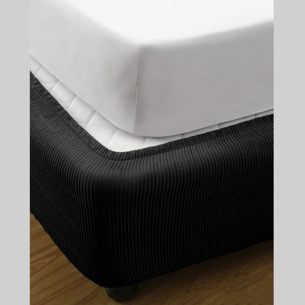 Ramesses Vertical Quilted Valance - Black King Single